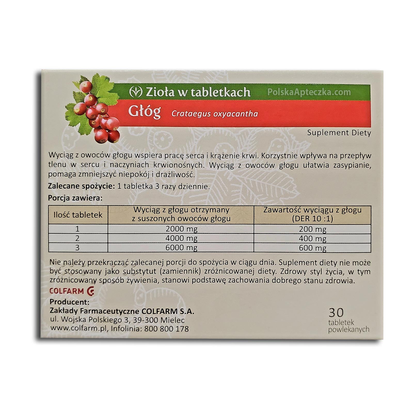 Glog 30 tabletek, Colfarm