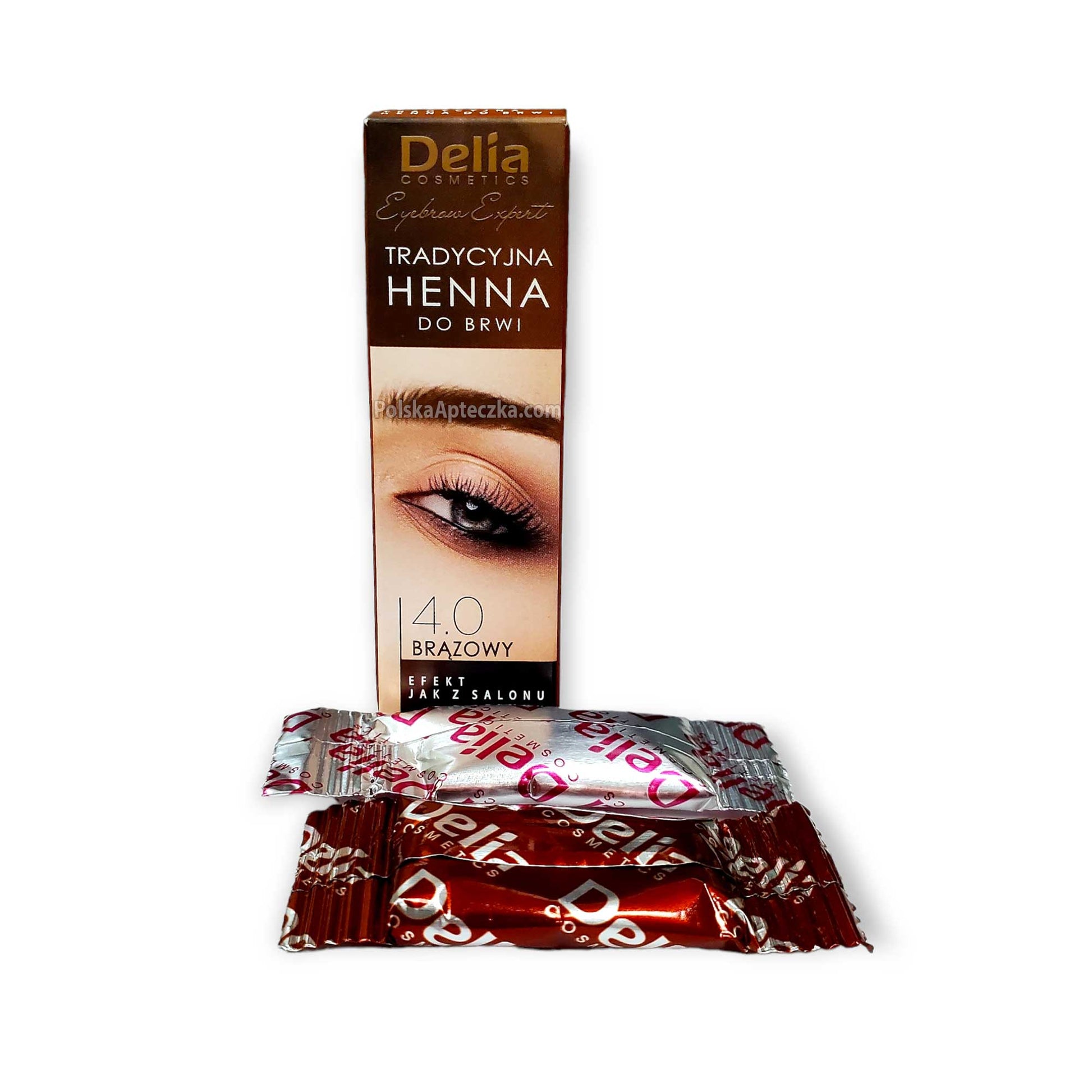 Delia Cosmetics Henna do Brwi, 4.0 BRĄZOWY