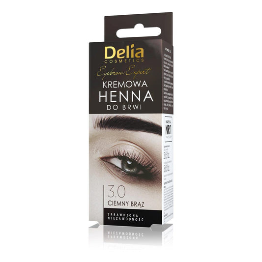 Delia Cosmetics Henna do Brwi kremowa, 3.0 Ciemny Brąz
