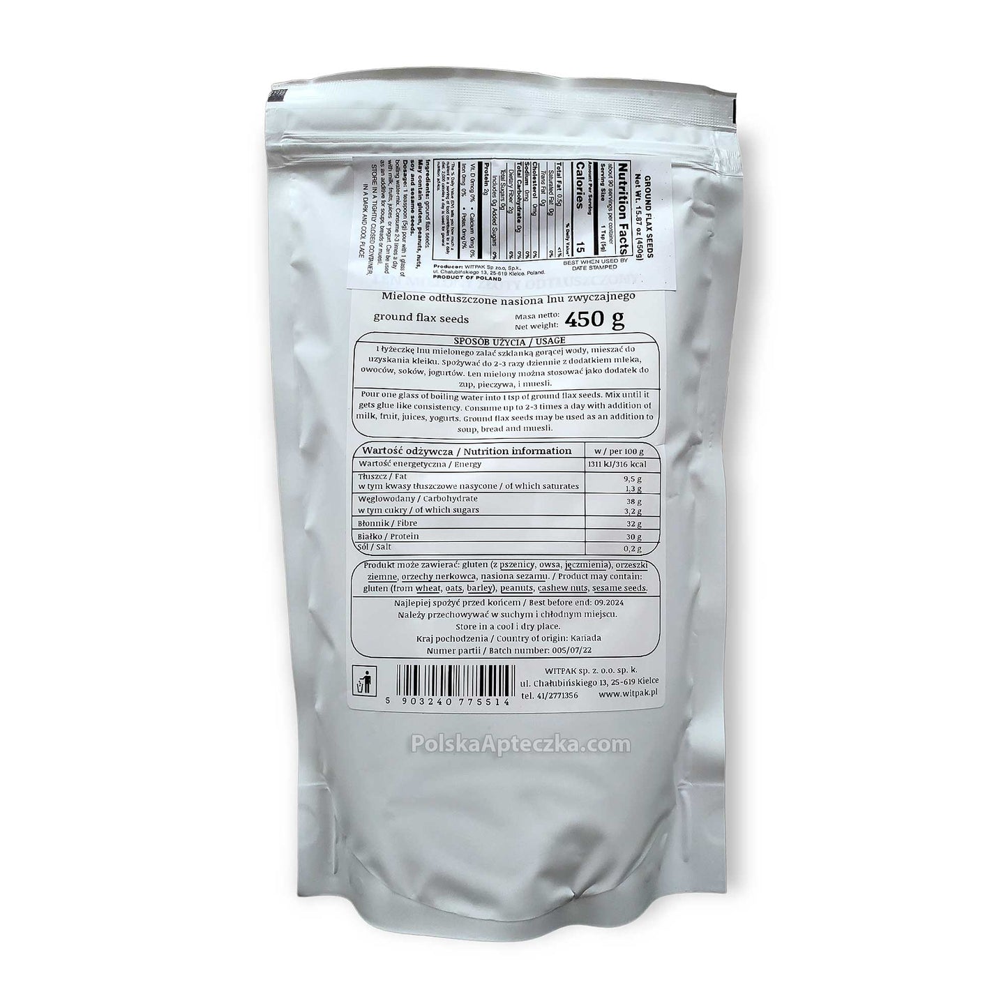 Len Mielony | Golden Ground Flax Seeds, 450 g