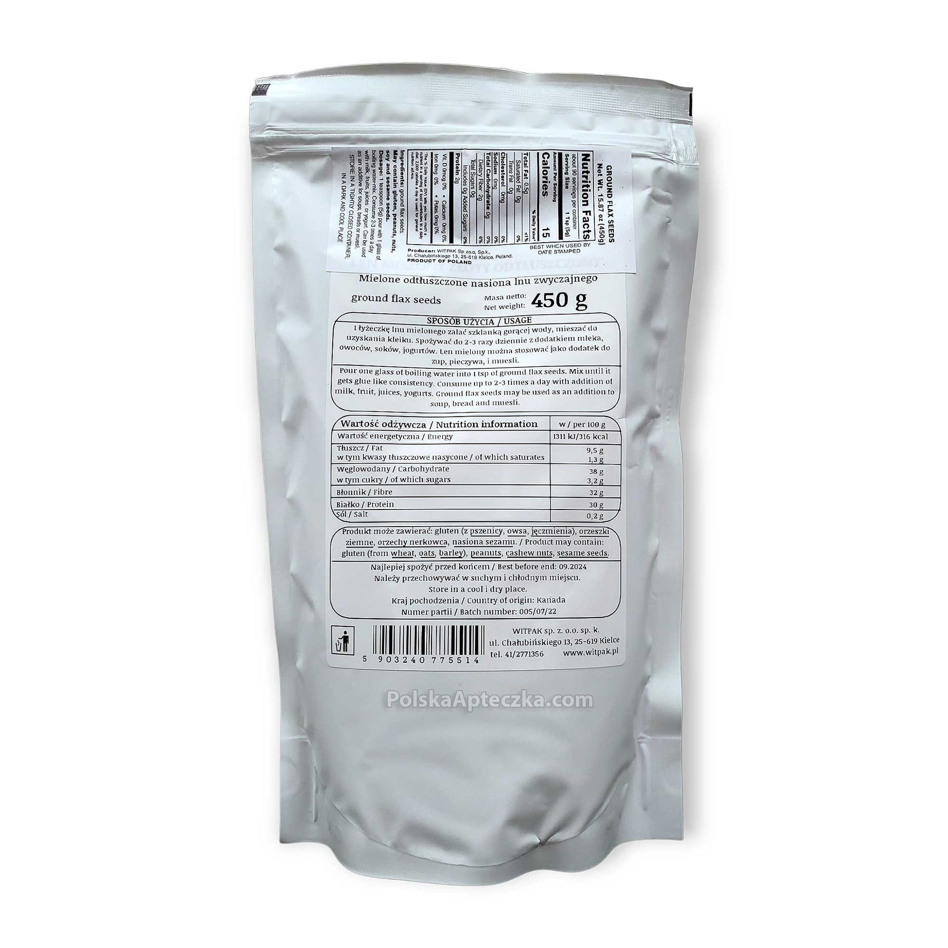 Len Mielony | Golden Ground Flax Seeds, 450 g