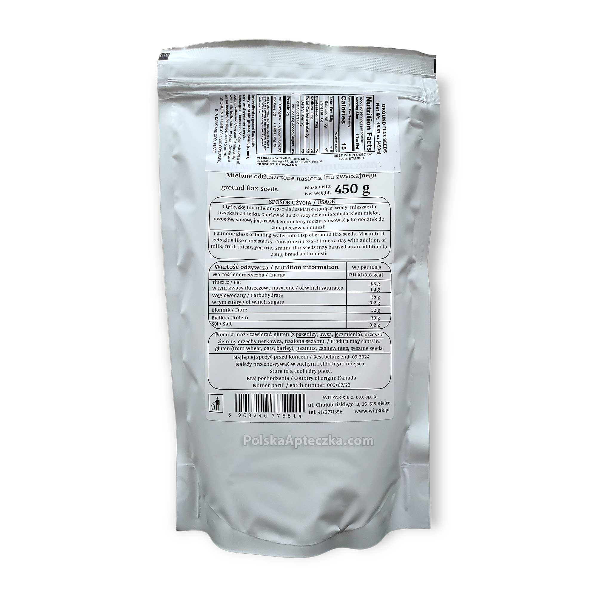 Len Mielony | Golden Ground Flax Seeds, 450 g