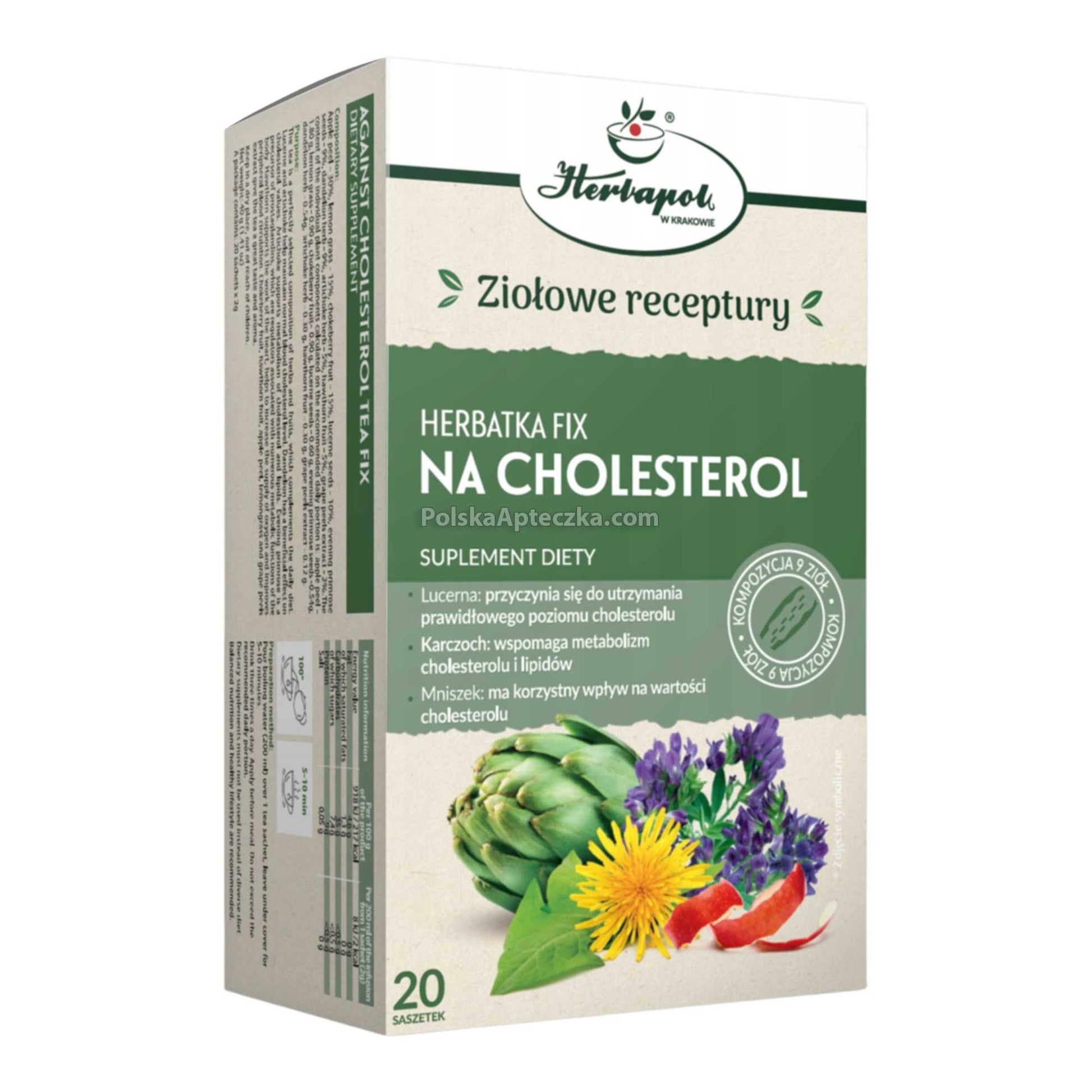 Na Cholesterol, herbatka fix, 20 sztuk, Herbapol