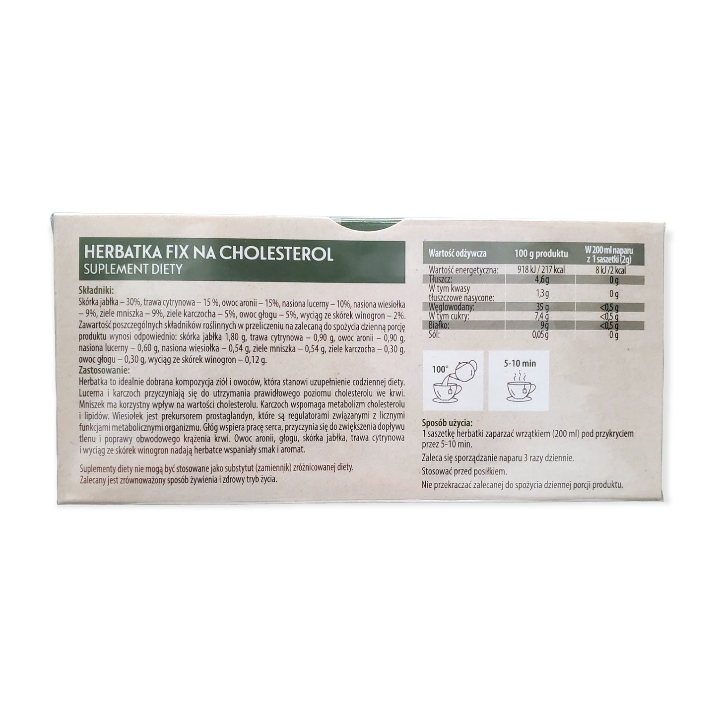 Na Cholesterol, herbatka fix, 20 sztuk, Herbapol