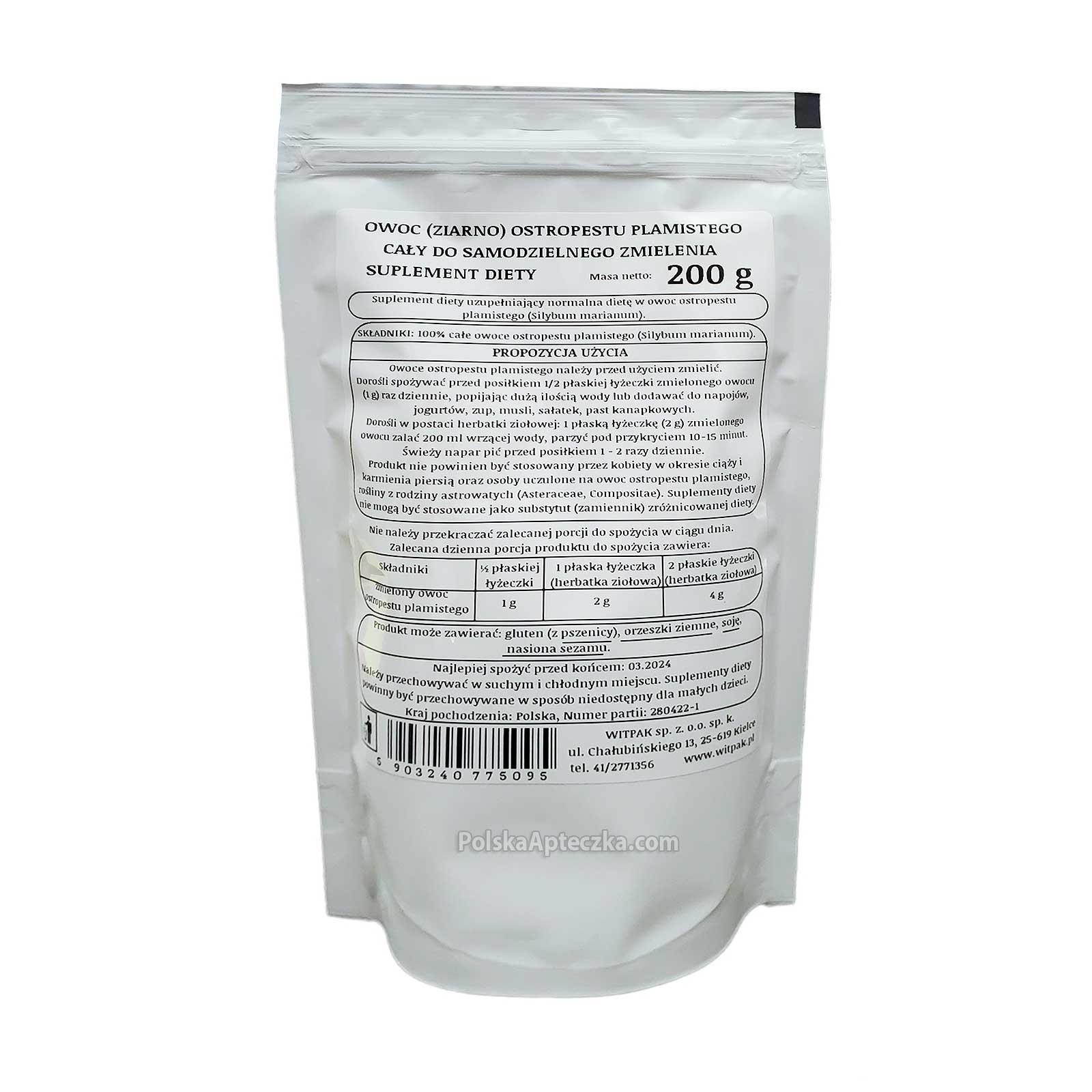 Ostropest plamisty ziarno 200g witpak