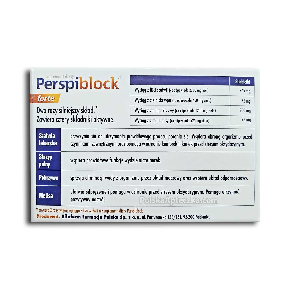 Perspiblock forte 30 tablets, Aflofarm