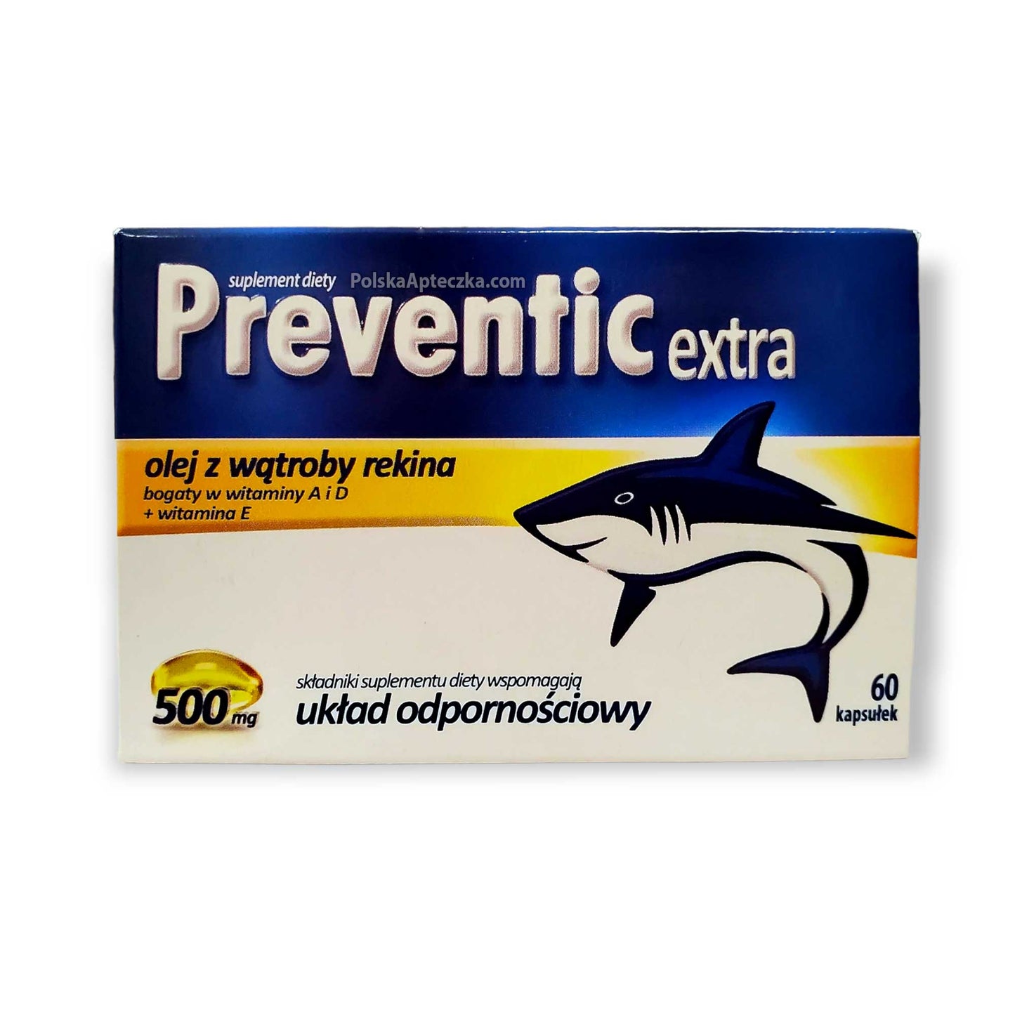 Preventic Extra 500, olej z wątroby rekina, 60  kapsułek
