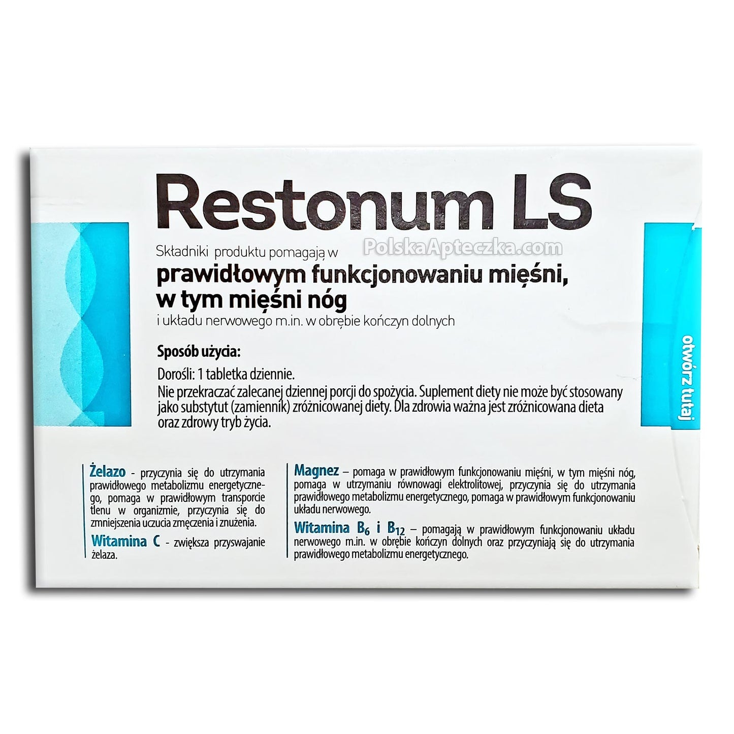 Restonum LS, wspomaga funkcjonowanie mięśni, 30 tabletek