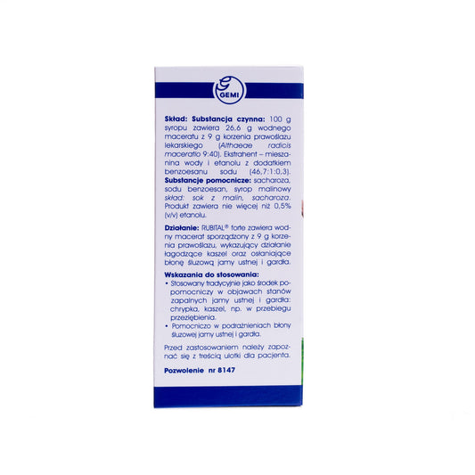 Rubital Forte Syrop 125g back