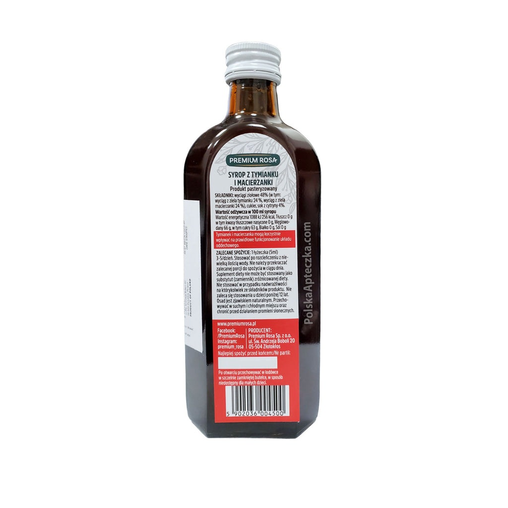 Tymianek i macierzanka syrop 250ml, Premium Rosa