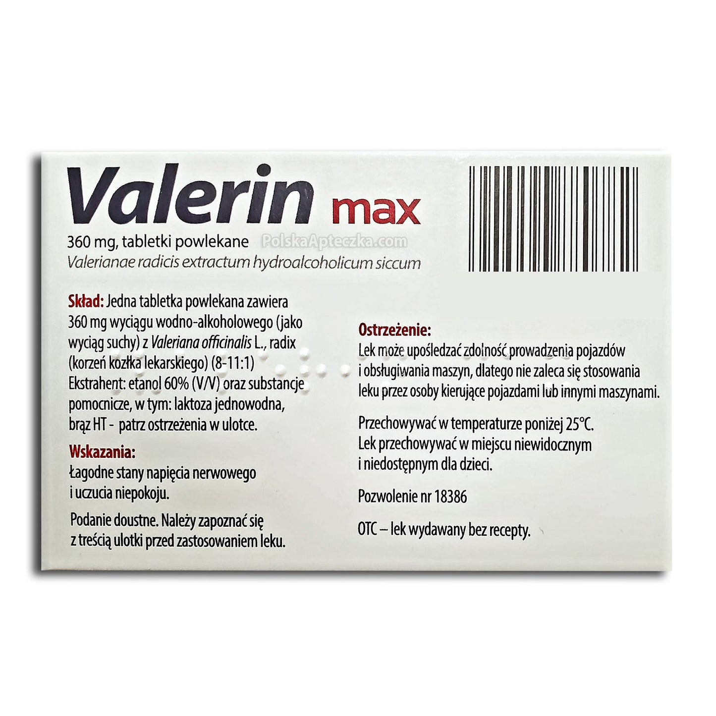 Valerin MAX 360mg 10 tabletek chicago usa