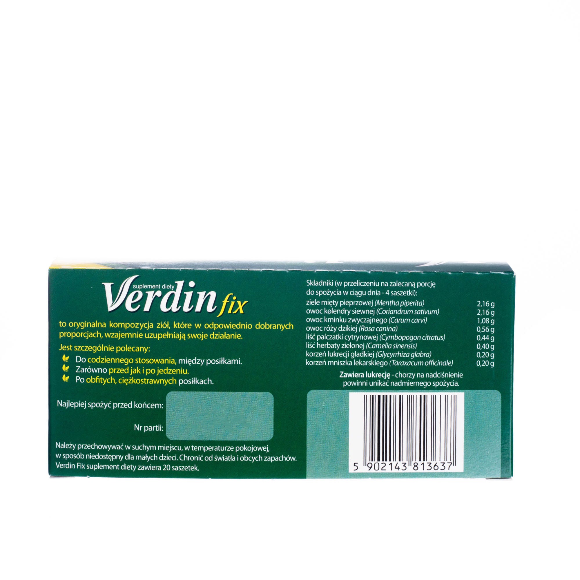 Verdin Fix herbatka ingredients
