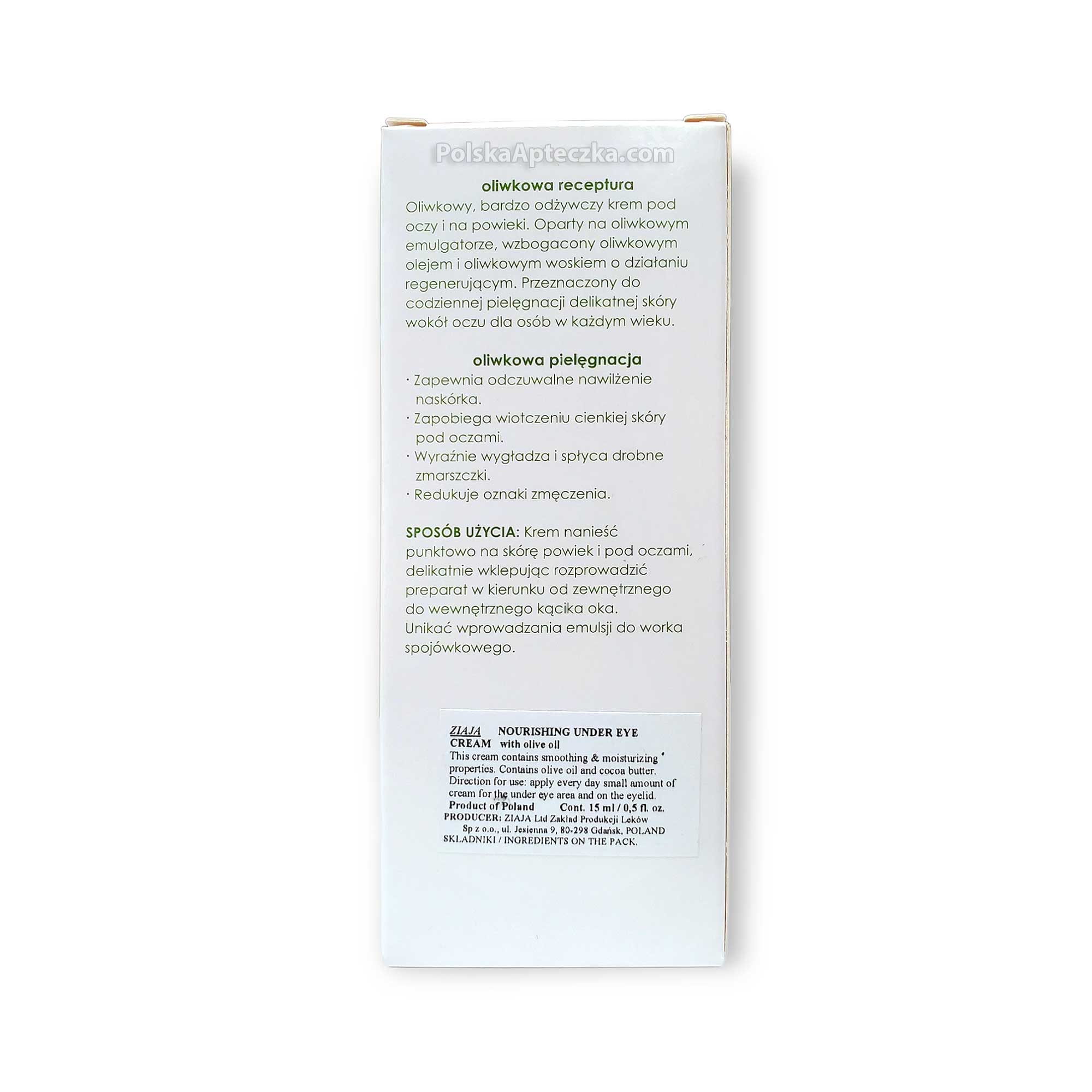 Ziaja, Herbika Plant Oliwkowy odżywczy krem pod oczy i na powieki 15ml - Apteczka | Proton Nutrition