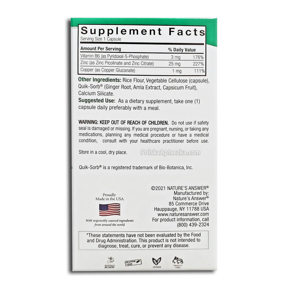 Zinc Plus Copper & Vit. B6 60 Capsules - Apteczka | Proton Nutrition